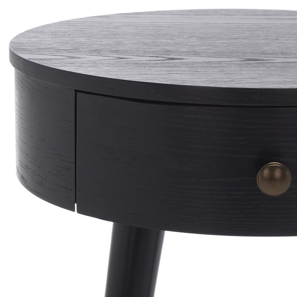 Safavieh Scully 1 Drawer Nightstand XII23 Black / Gold Knobs & Cross Bar Wood NST6406B