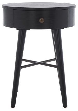 Safavieh Scully 1 Drawer Nightstand XII23 Black / Gold Knobs & Cross Bar Wood NST6406B