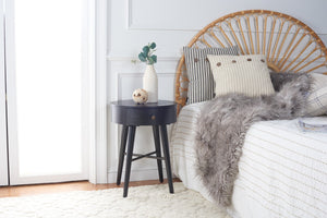 Safavieh Scully 1 Drawer Nightstand XII23 Black / Gold Knobs & Cross Bar Wood NST6406B