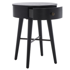 Safavieh Scully 1 Drawer Nightstand XII23 Black / Gold Knobs & Cross Bar Wood NST6406B