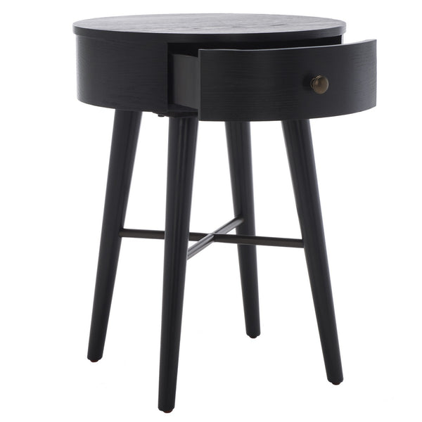 Safavieh Scully 1 Drawer Nightstand XII23 Black / Gold Knobs & Cross Bar Wood NST6406B