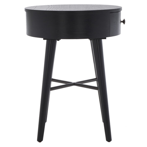 Safavieh Scully 1 Drawer Nightstand XII23 Black / Gold Knobs & Cross Bar Wood NST6406B