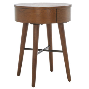 Safavieh Scully 1 Drawer Nightstand XII23 Medium Oak / Gold Knobs & Cross Bar Wood NST6406C