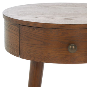 Safavieh Scully 1 Drawer Nightstand XII23 Medium Oak / Gold Knobs & Cross Bar Wood NST6406C