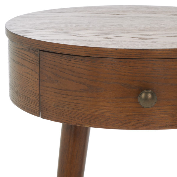 Safavieh Scully 1 Drawer Nightstand XII23 Medium Oak / Gold Knobs & Cross Bar Wood NST6406C