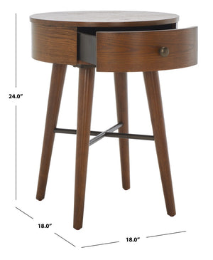 Safavieh Scully 1 Drawer Nightstand XII23 Medium Oak / Gold Knobs & Cross Bar Wood NST6406C