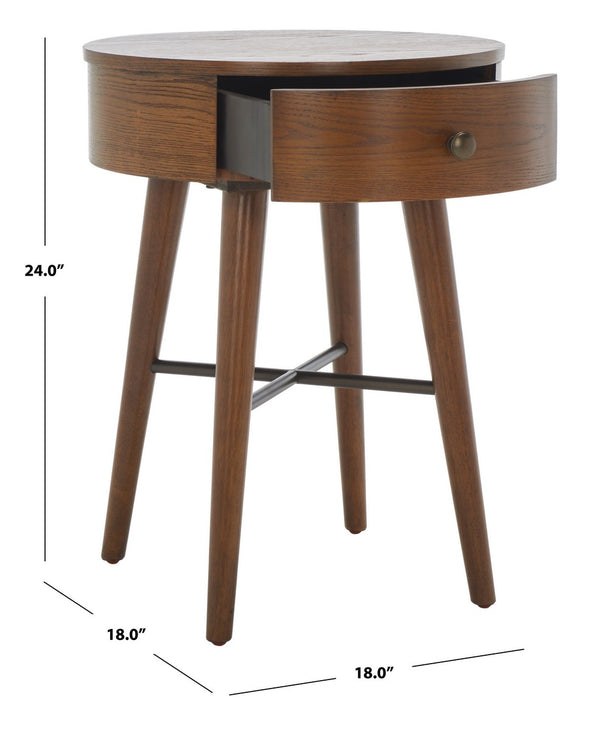 Safavieh Scully 1 Drawer Nightstand XII23 Medium Oak / Gold Knobs & Cross Bar Wood NST6406C