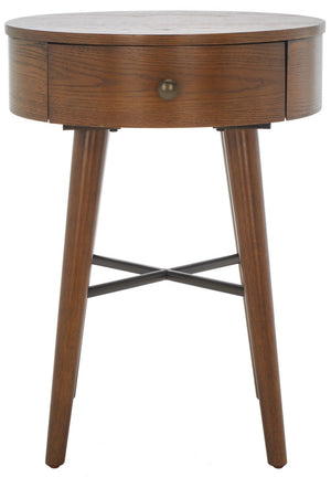 Safavieh Scully 1 Drawer Nightstand XII23 Medium Oak / Gold Knobs & Cross Bar Wood NST6406C