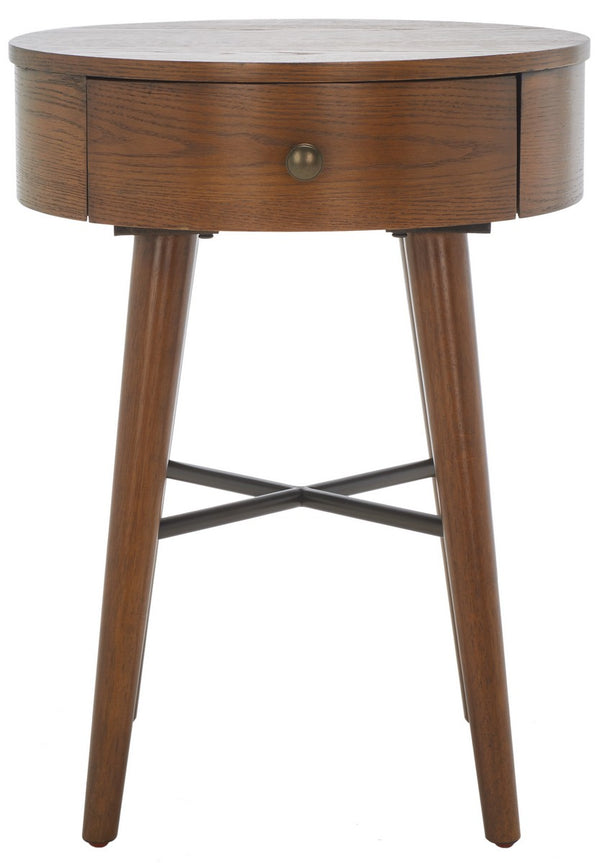 Safavieh Scully 1 Drawer Nightstand XII23 Medium Oak / Gold Knobs & Cross Bar Wood NST6406C