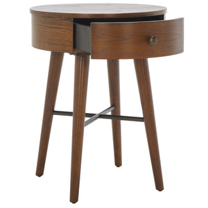 Safavieh Scully 1 Drawer Nightstand XII23 Medium Oak / Gold Knobs & Cross Bar Wood NST6406C