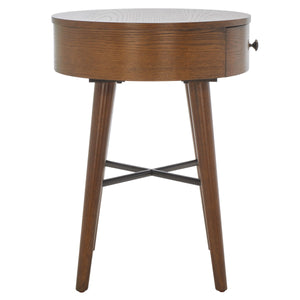 Safavieh Scully 1 Drawer Nightstand XII23 Medium Oak / Gold Knobs & Cross Bar Wood NST6406C