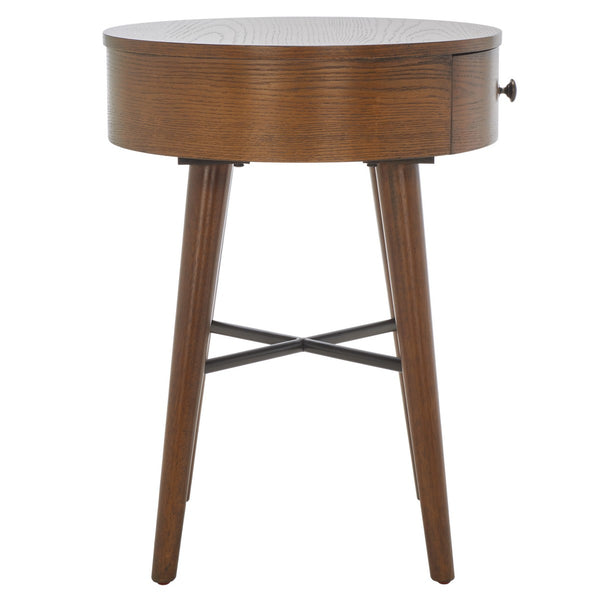 Safavieh Scully 1 Drawer Nightstand XII23 Medium Oak / Gold Knobs & Cross Bar Wood NST6406C