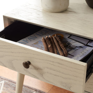 Safavieh Scully 2 Drawer Nightstand XII23 White Washed / Antique Gold Wood NST6407A