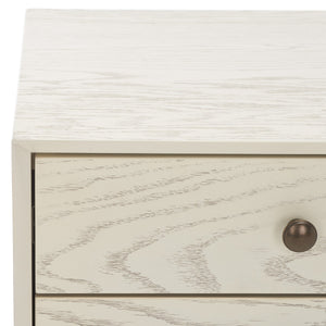 Safavieh Scully 2 Drawer Nightstand XII23 White Washed / Antique Gold Wood NST6407A
