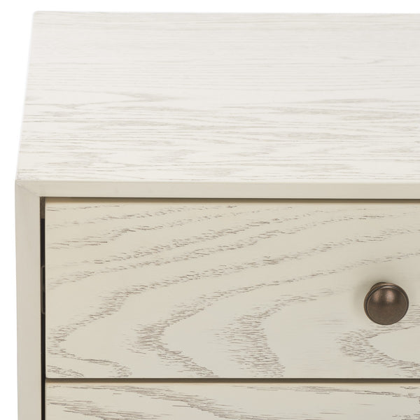 Safavieh Scully 2 Drawer Nightstand XII23 White Washed / Antique Gold Wood NST6407A