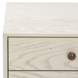 Safavieh Scully 2 Drawer Nightstand XII23 White Washed / Antique Gold Wood NST6407A