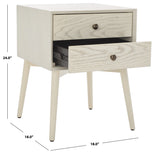 Safavieh Scully 2 Drawer Nightstand XII23 White Washed / Antique Gold Wood NST6407A