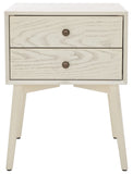 Safavieh Scully 2 Drawer Nightstand XII23 White Washed / Antique Gold Wood NST6407A