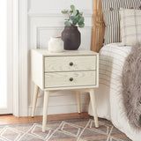 Safavieh Scully 2 Drawer Nightstand XII23 White Washed / Antique Gold Wood NST6407A