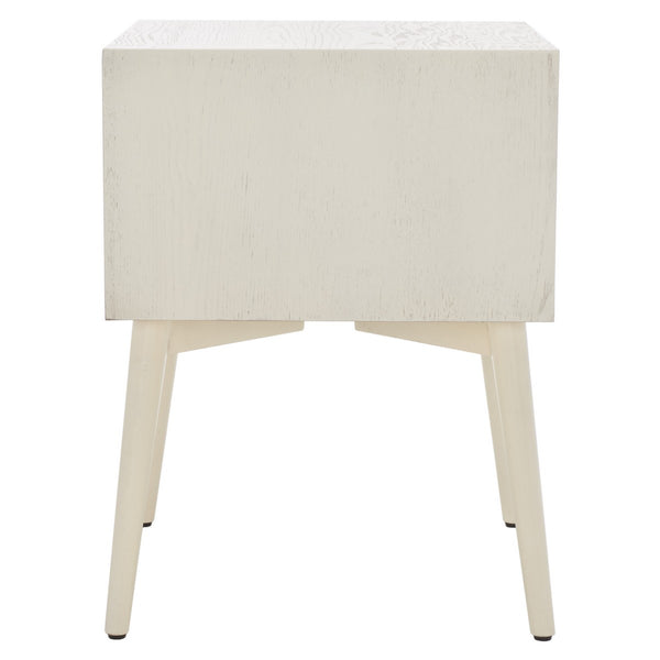 Safavieh Scully 2 Drawer Nightstand XII23 White Washed / Antique Gold Wood NST6407A