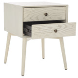 Safavieh Scully 2 Drawer Nightstand XII23 White Washed / Antique Gold Wood NST6407A