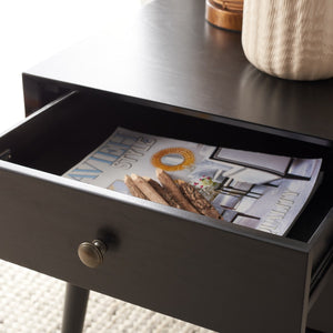 Safavieh Scully 2 Drawer Nightstand XII23 Black / Antique Gold Wood NST6407B