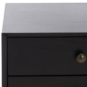 Safavieh Scully 2 Drawer Nightstand XII23 Black / Antique Gold Wood NST6407B