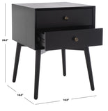 Safavieh Scully 2 Drawer Nightstand XII23 Black / Antique Gold Wood NST6407B