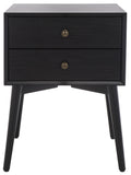 Safavieh Scully 2 Drawer Nightstand XII23 Black / Antique Gold Wood NST6407B