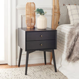 Safavieh Scully 2 Drawer Nightstand XII23 Black / Antique Gold Wood NST6407B