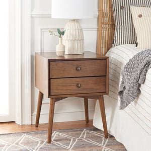 Safavieh Scully 2 Drawer Nightstand XII23 Medium Oak / Antique Gold  Wood NST6407C