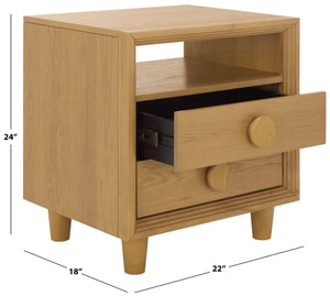 Safavieh Akanksha 2 Drawer Nightstand - Chic Storage Solution With Modern Design For Small Spaces And Style Natural NST6409A