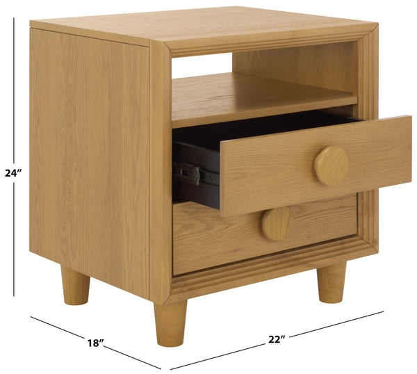 Safavieh Akanksha 2 Drawer Nightstand - Chic Storage Solution With Modern Design For Small Spaces And Style Natural NST6409A