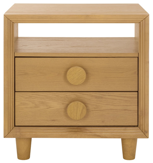 Safavieh Akanksha 2 Drawer Nightstand - Stylish Wooden Storage Solution For Modern Living Spaces Natural Wood Nst6409a