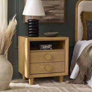 Safavieh Akanksha 2 Drawer Nightstand - Stylish Wooden Storage Solution For Modern Living Spaces Natural Wood Nst6409a
