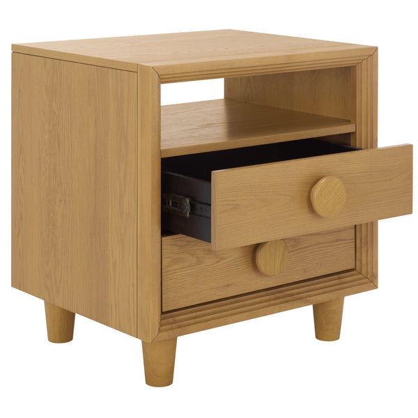 Safavieh Akanksha 2 Drawer Nightstand - Stylish Wooden Storage Solution For Modern Living Spaces Natural Wood Nst6409a