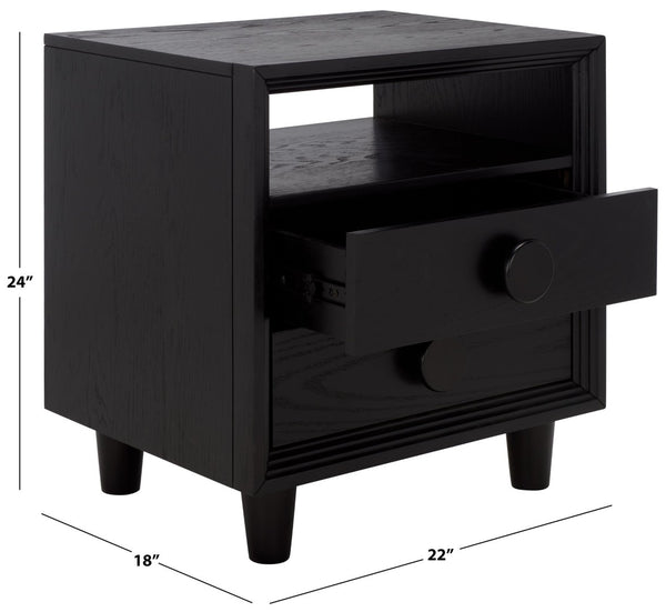 Safavieh Akanksha 2 Drawer Nightstand - Chic Storage Solution With Modern Design For Small Spaces And Style Black NST6409B