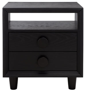 Safavieh Akanksha 2 Drawer Nightstand - Stylish Wooden Storage Solution For Modern Living Spaces Black Wood Nst6409b