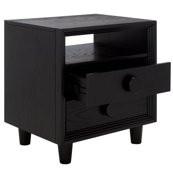 Safavieh Akanksha 2 Drawer Nightstand - Stylish Wooden Storage Solution For Modern Living Spaces Black Wood Nst6409b
