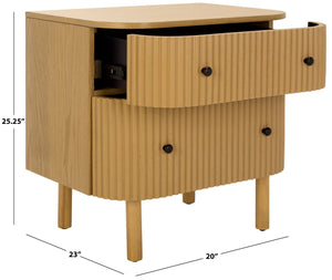 Safavieh Himanshu 2-Drawer Nightstand - Stylish Solid Wood Design For Organized Bedroom Storage And Decor Natural NST6410A