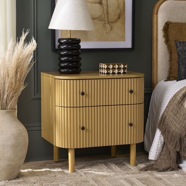 Safavieh Himanshu 2 Drawer Nightstand - Stylish Solid Wood Design For Functional Bedroom Storage Solutions Natural Wood Nst6410a