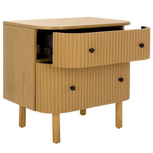 Safavieh Himanshu 2 Drawer Nightstand - Stylish Solid Wood Design For Functional Bedroom Storage Solutions Natural Wood Nst6410a