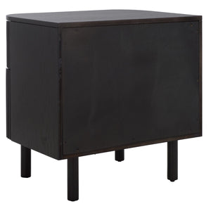 Safavieh Himanshu 2 Drawer Nightstand - Stylish Solid Wood Design For Functional Bedroom Storage Solutions Black Wood Nst6410b