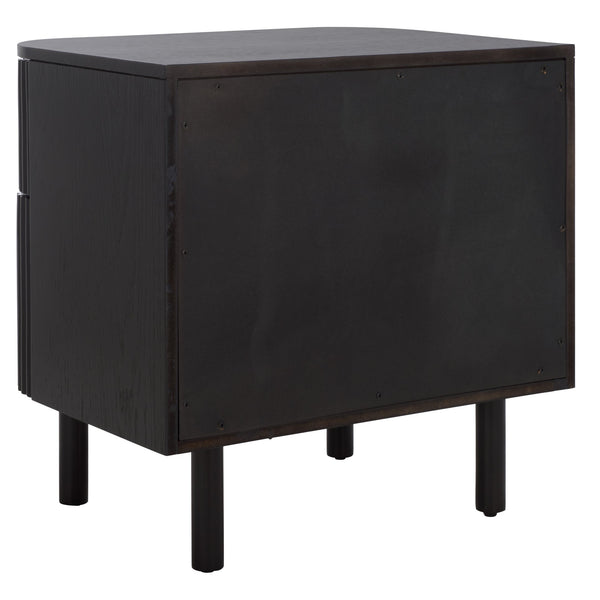 Safavieh Himanshu 2 Drawer Nightstand - Stylish Solid Wood Design For Functional Bedroom Storage Solutions Black Wood Nst6410b