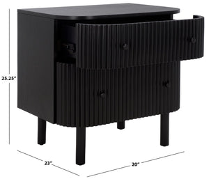 Safavieh Himanshu 2-Drawer Nightstand - Stylish Solid Wood Design For Organized Bedroom Storage And Decor Black NST6410B