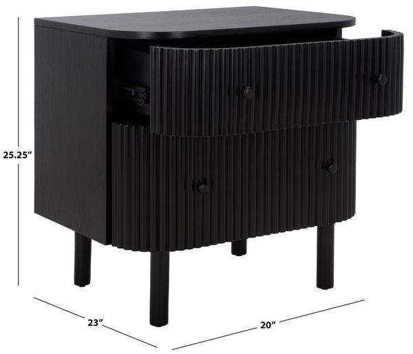 Safavieh Himanshu 2-Drawer Nightstand - Stylish Solid Wood Design For Organized Bedroom Storage And Decor Black NST6410B