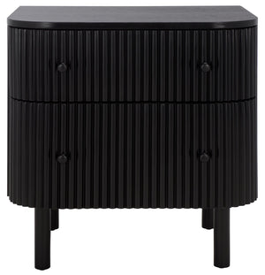 Safavieh Himanshu 2 Drawer Nightstand - Stylish Solid Wood Design For Functional Bedroom Storage Solutions Black Wood Nst6410b