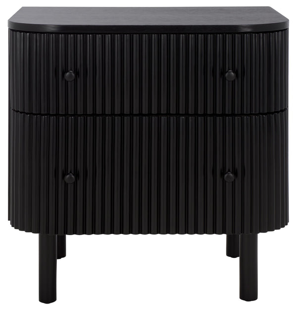 Safavieh Himanshu 2 Drawer Nightstand - Stylish Solid Wood Design For Functional Bedroom Storage Solutions Black Wood Nst6410b