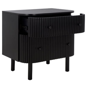 Safavieh Himanshu 2 Drawer Nightstand - Stylish Solid Wood Design For Functional Bedroom Storage Solutions Black Wood Nst6410b