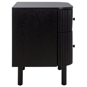 Safavieh Himanshu 2 Drawer Nightstand - Stylish Solid Wood Design For Functional Bedroom Storage Solutions Black Wood Nst6410b